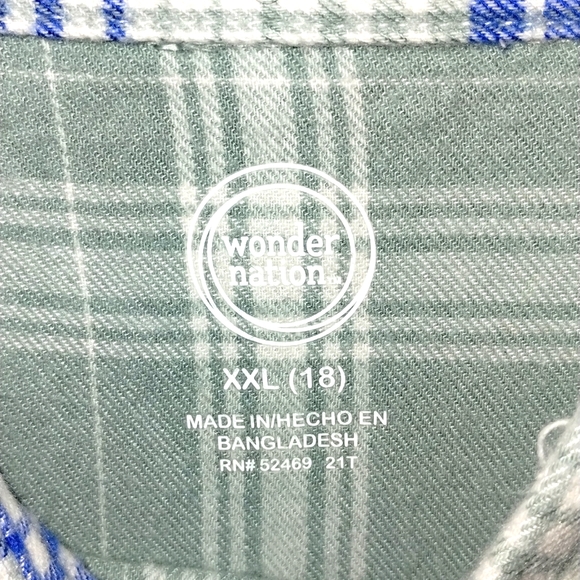 Big Boys Wonder Nation Plaid Long Sleeve Button Down Shirt-Sz XXL 18-Great Cond - Picture 3 of 5